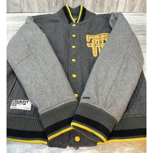 Trukfit Mob Varsity Jacket Mens Large Gray Lil Wayne Lil Weezy To The End WOOL - Picture 9 of 14
